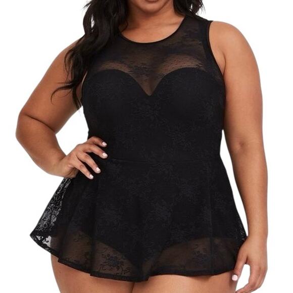Torrid Black Lace Push-Up One Piece Swimsuit Size 3X - Picture 1 of 16